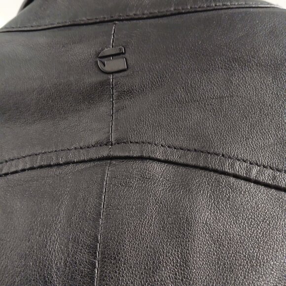 G-Star Black Leather Jacket with Zipper Details - Picture 2 of 12